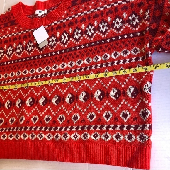 NWT BP. Crafted Cropped Sweater In Red Scarlet Holiday Fairisle Plus Size 3X - Picture 10 of 11